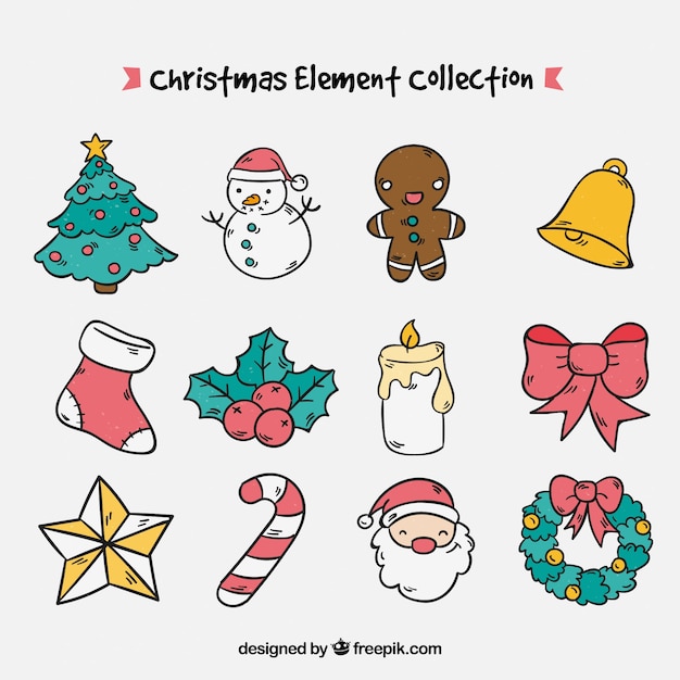 Set of decorative christmas elements