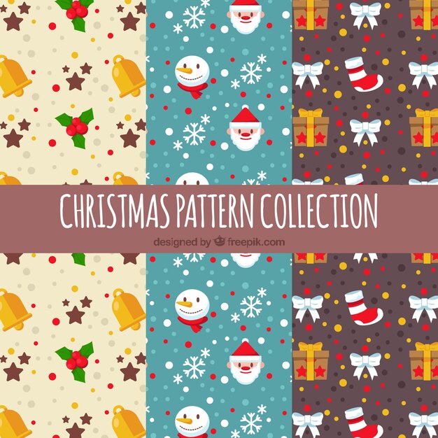 Set of decorative christmas patterns in flat design