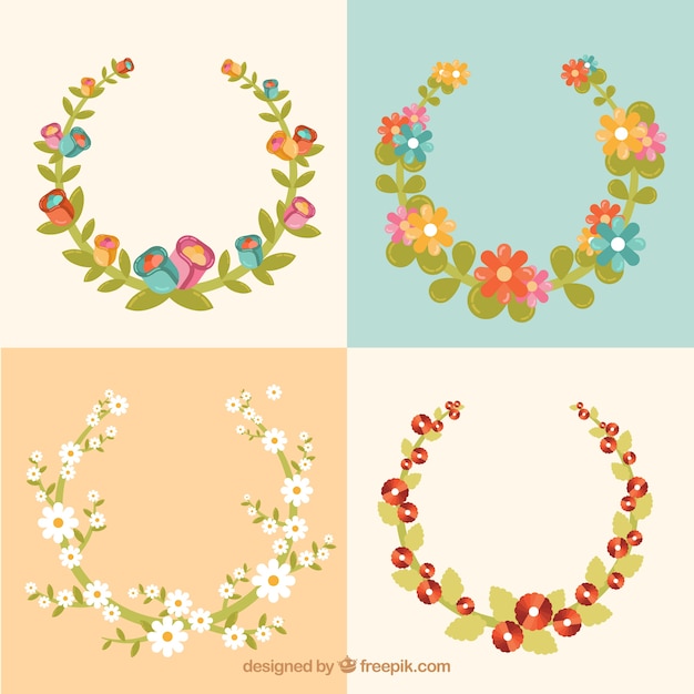 Set of decorative floral frames