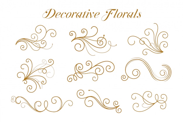 Free vector set of decorative golden florals ornamental