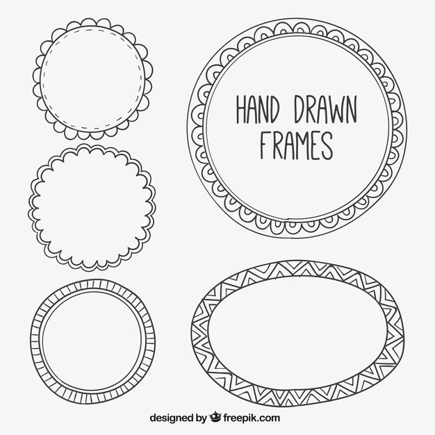 Set of decorative hand drawn frames