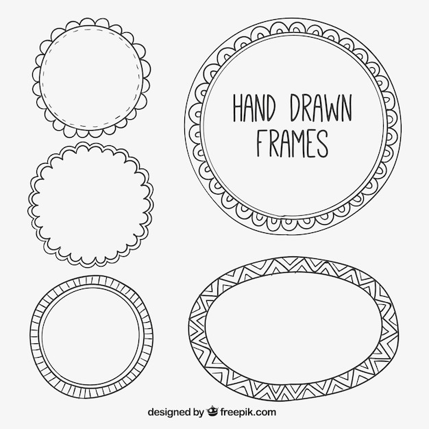 Set of decorative hand drawn frames