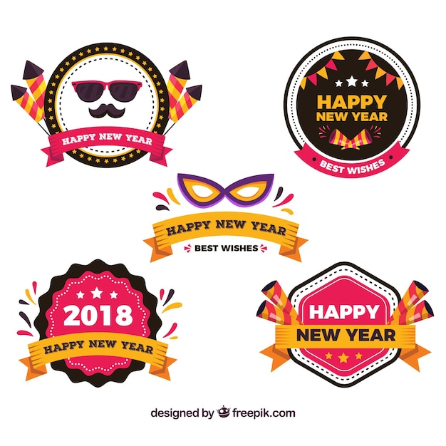 Set of decorative new year labels 