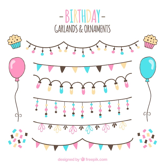 Free Vector set of decorative ornaments for birthdays