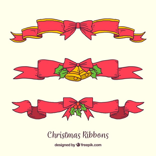 Set of decorative ribbons with bows