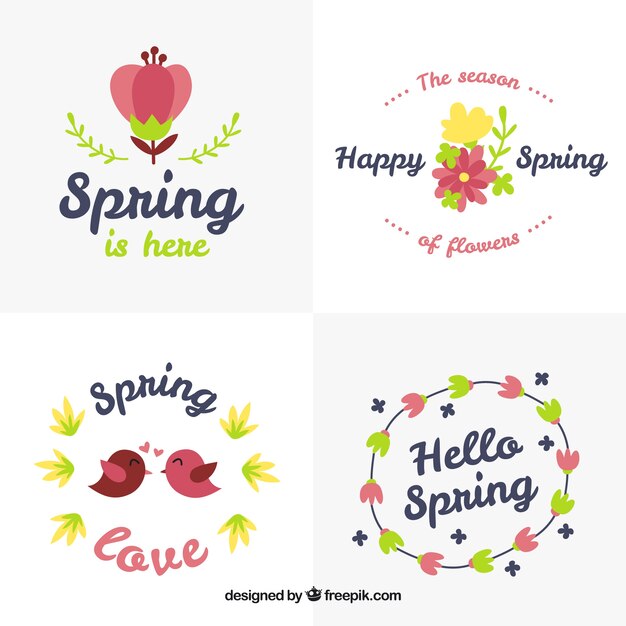 Set of decorative spring stickers