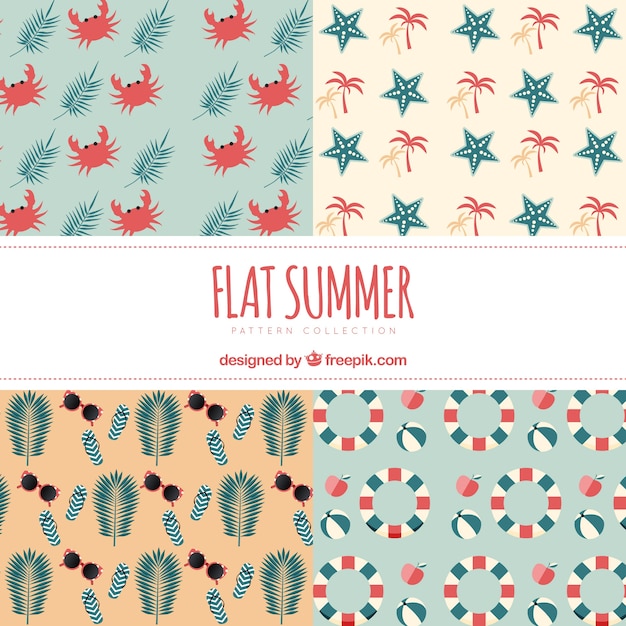 Free Vector set of decorative summer patterns in flat design