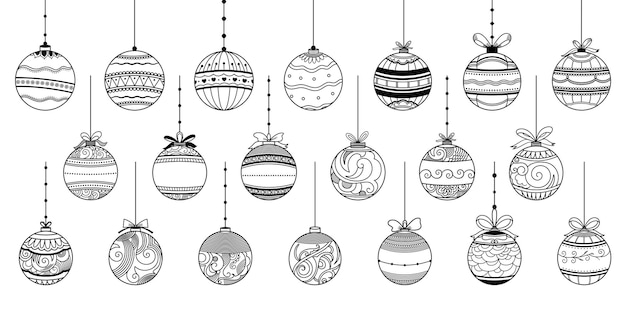 Free Vector set of decorative xmas bauble elements for christmas design