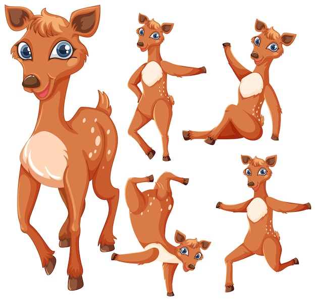 Free Vector set of deer cartoon character