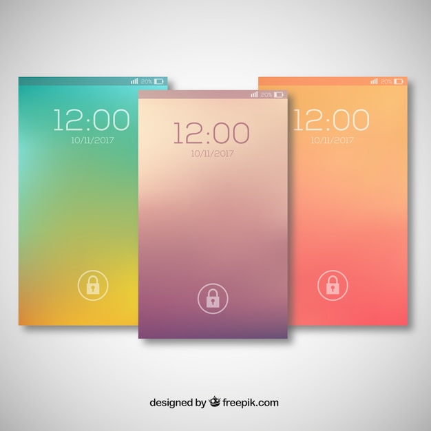 Free Vector set of defocused mobile wallpapers