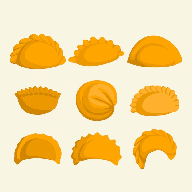 Free Vector set of delicious baked empanada