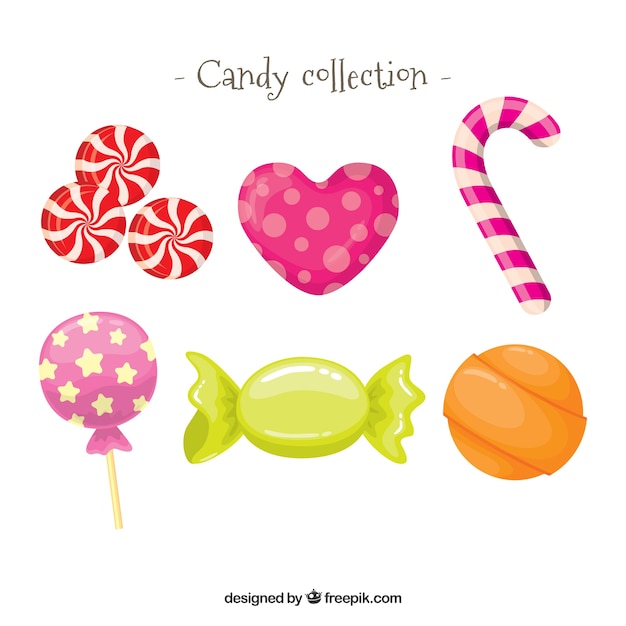 Free Vector set of delicious candies in flat style