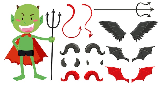 Free vector set of devil and angel object decor