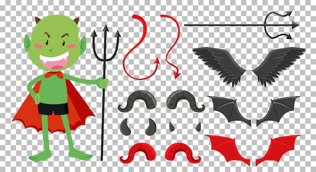 Free Vector set of devil and angel object decor