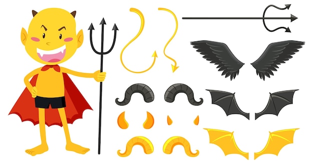 Free vector set of devil and angel object decor