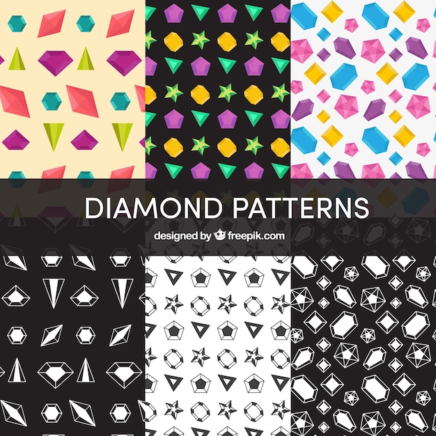 Free vector set of diamond patterns with variety of designs