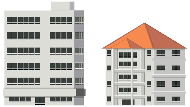 Free vector set of different buildings isolated