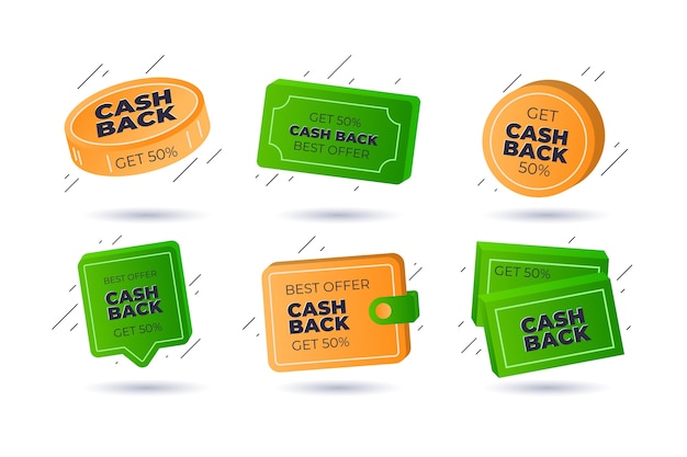 Free Vector set of different cashback labels