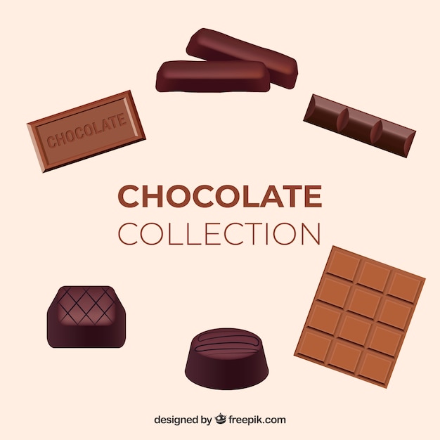 Set of different chocolate candies