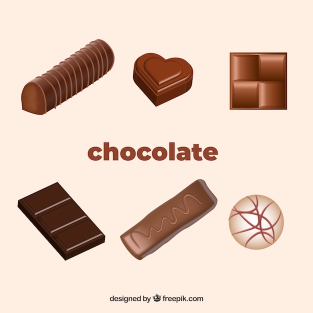 Set of different chocolate candies