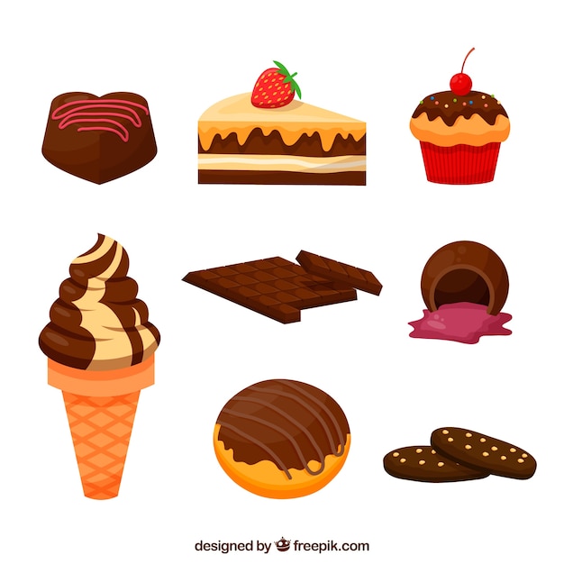 Free Vector set of different chocolate candies