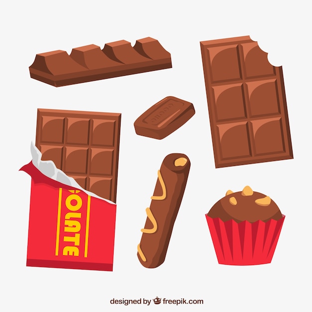 Free Vector set of different chocolate candies