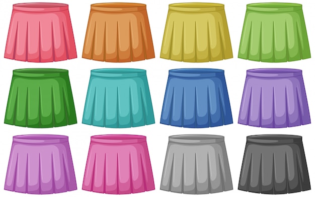 Set of different colored skirts