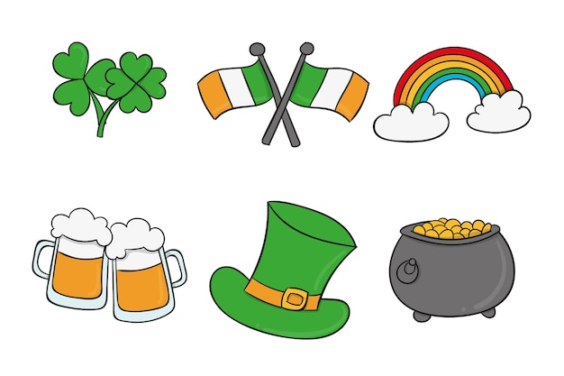 Free Vector set of different colorful st. patrick's day elements