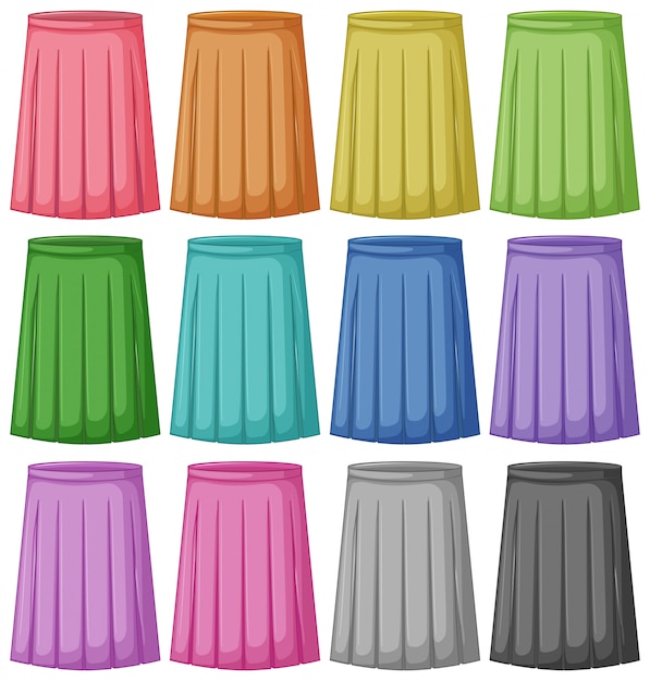 Free Vector set of different colour of skirt