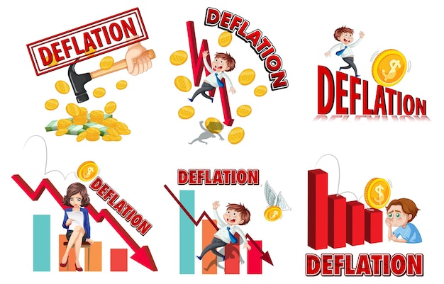 Set of different deflation logos and symbols