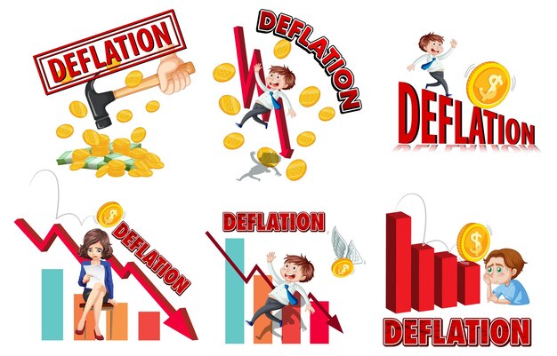 Set of different deflation logos and symbols