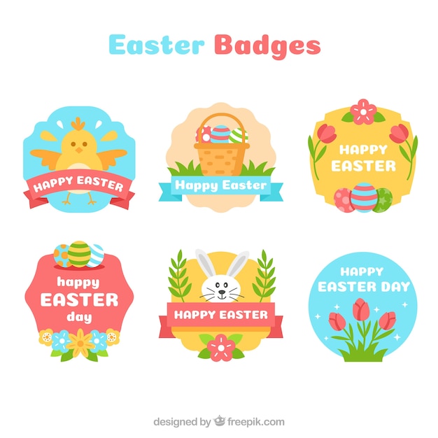 Set of different easter labels