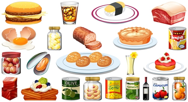 Set of different foods