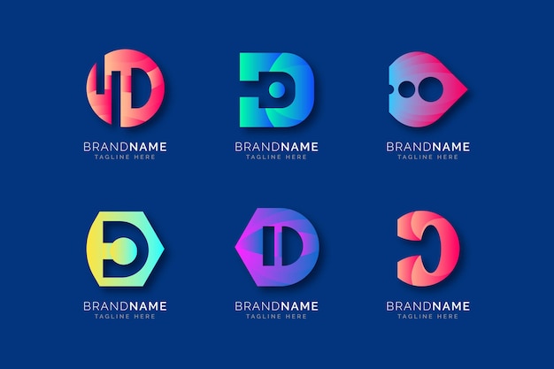 Free Vector set of different gradient d logo