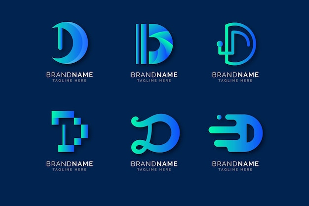 Free vector set of different gradient d logo