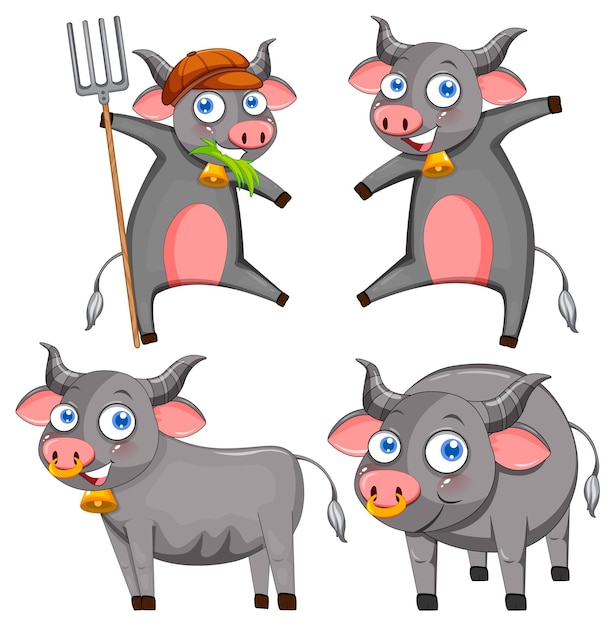 Set of different grey cows