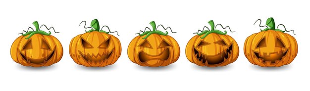 Set of different halloween pumpkin Jack o'lantern