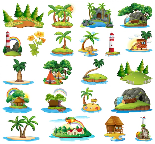 Free vector set of different islands