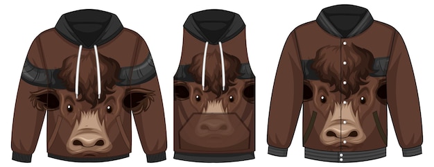 Free Vector set of different jackets with bull face template