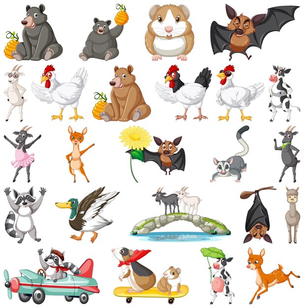 Set of different kids of animals