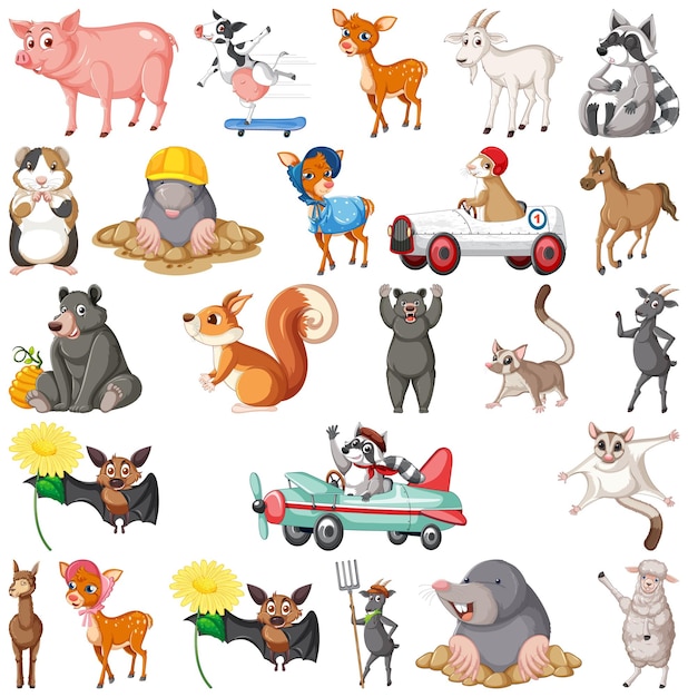 Set of different kids of animals