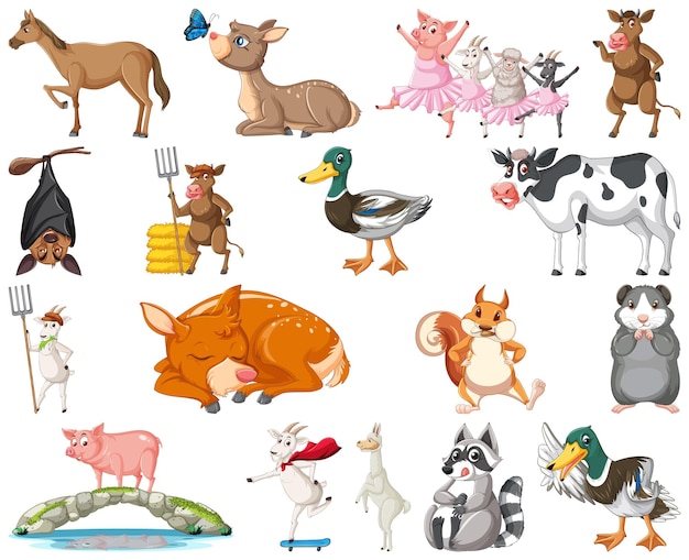 Free Vector set of different kids of animals