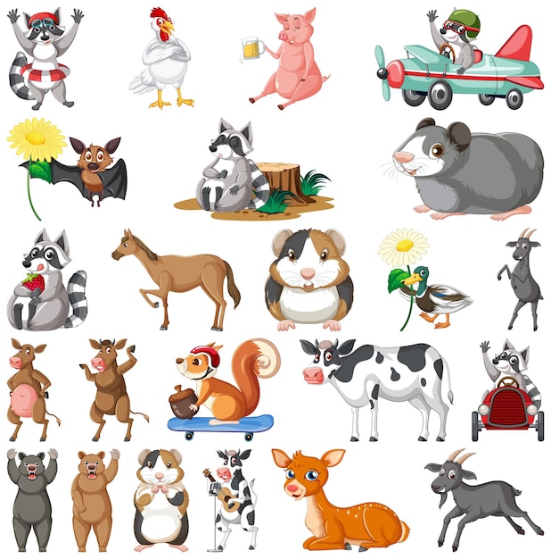 Set of different kids of animals