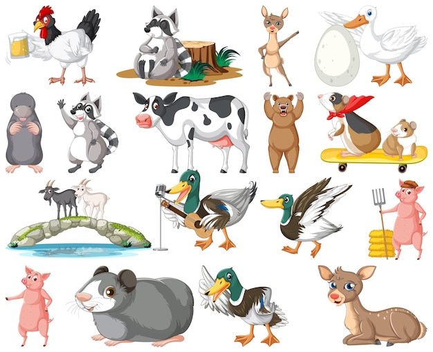 Set of different kinds of animals