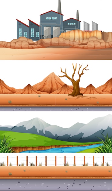 Free Vector set of different landscape