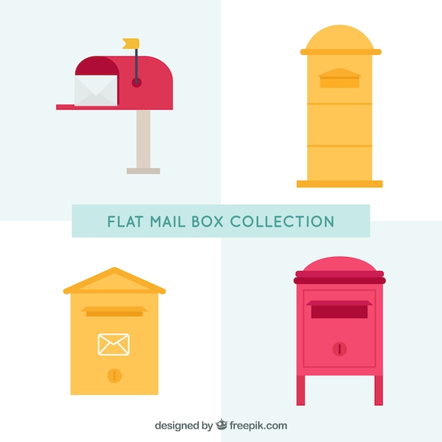 Set of different mailboxes in flat design