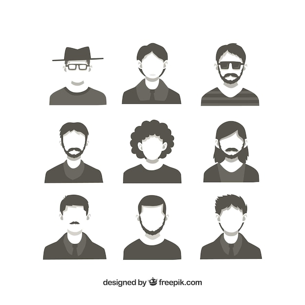 Free Vector set of different male avatars