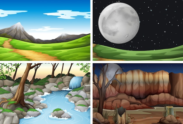 Set of different nature scenes