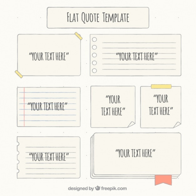 Free Vector set of different pieces of paper for messages