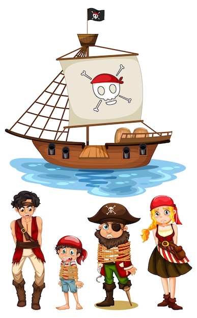 Free Vector set of different pirates cartoon characters